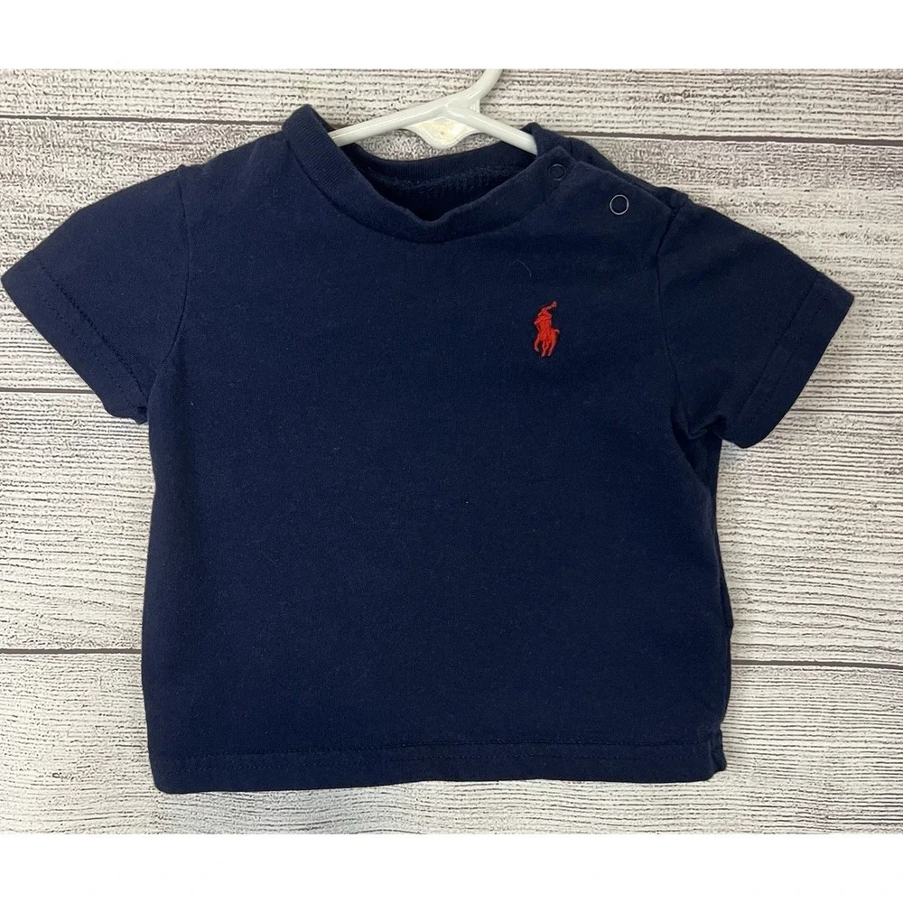 Ralph Lauren Baby Lot 3 Months Orange Romper,‎ And 2 Short Sleeve Shirts